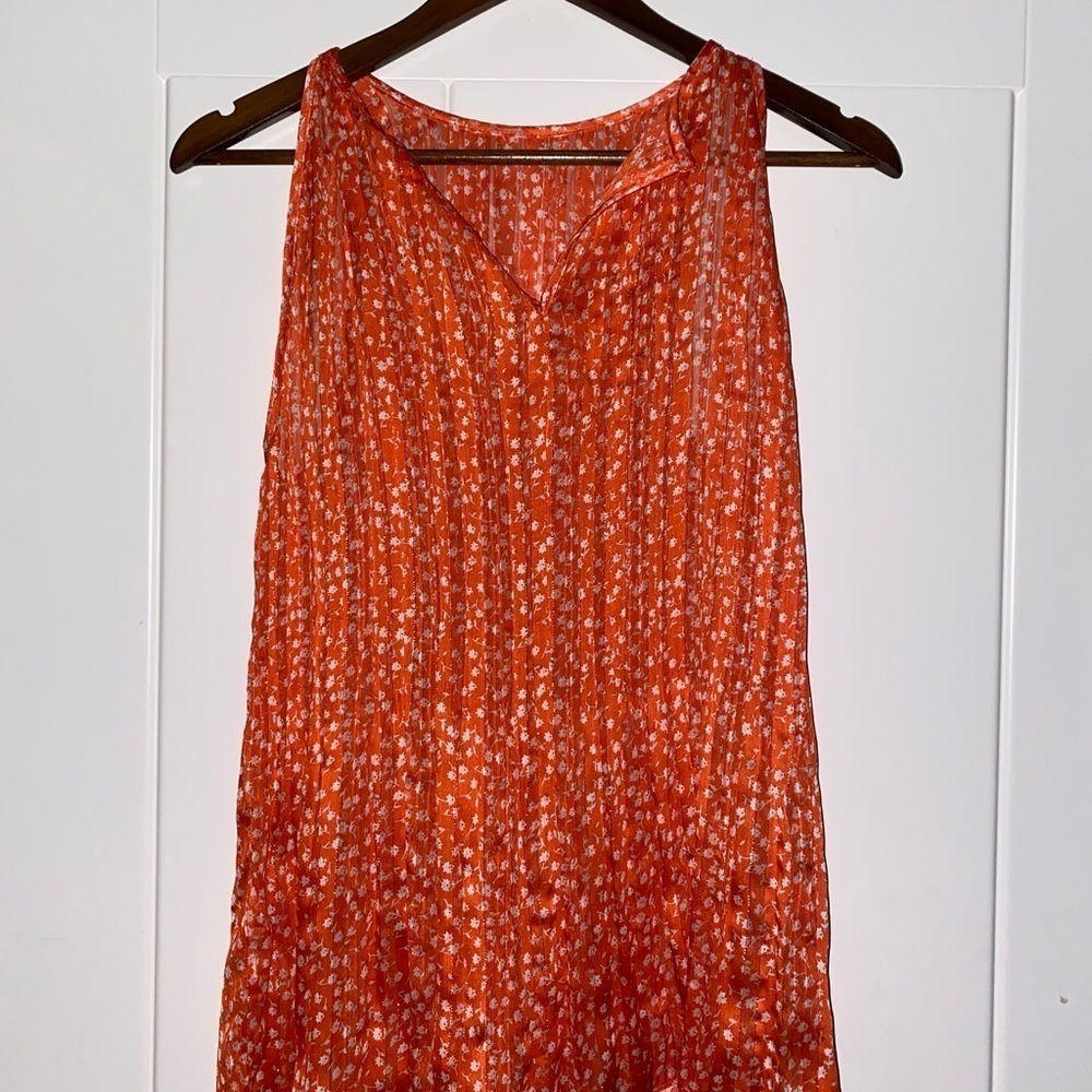 Women Sleeveless Semi Sheer Blouse Fairy‎ Cottagecore Prairie V-Neck Medium - Picture 2 of 5